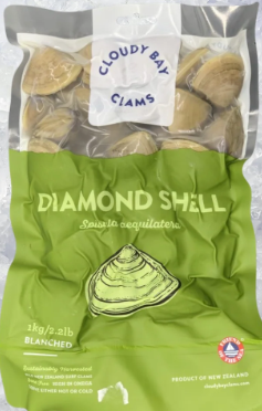 NZ Diamond Clams Whole Blanched