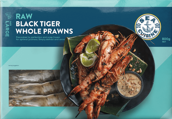 Frozen Black Tiger Prawns Whole (Raw) U12